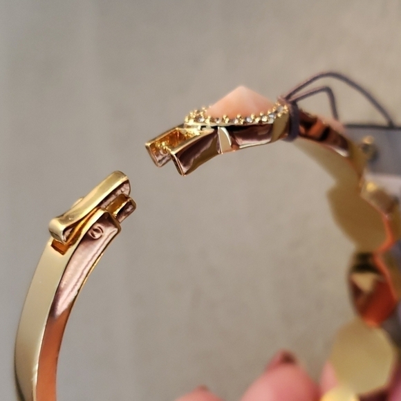 Nwt Louise Et Cie Bangle Bracelet Gold Semiprecious Crystals Elegant Gold - Picture 10 of 11